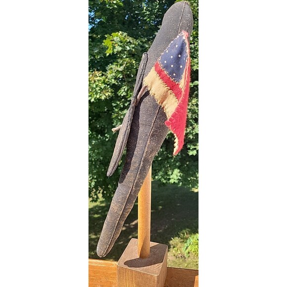 23” Primitive Crow on a Wood Stand with American Flag Grubby Home Decor - Picture 8 of 10